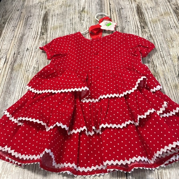 NWT Mudpie Red and White Polka Dot Embroidered Tiered Ruffle Corduroy Dress - Picture 5 of 5
